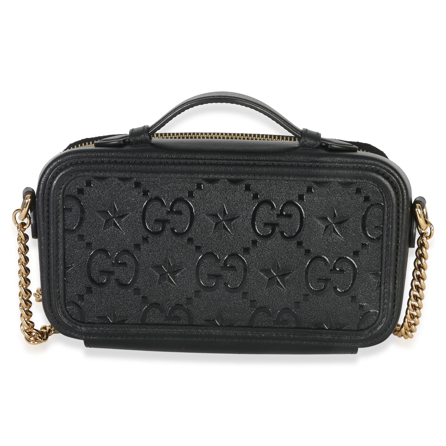 Gucci Black GG Star Embossed Calfskin Mini GG Chain Bag