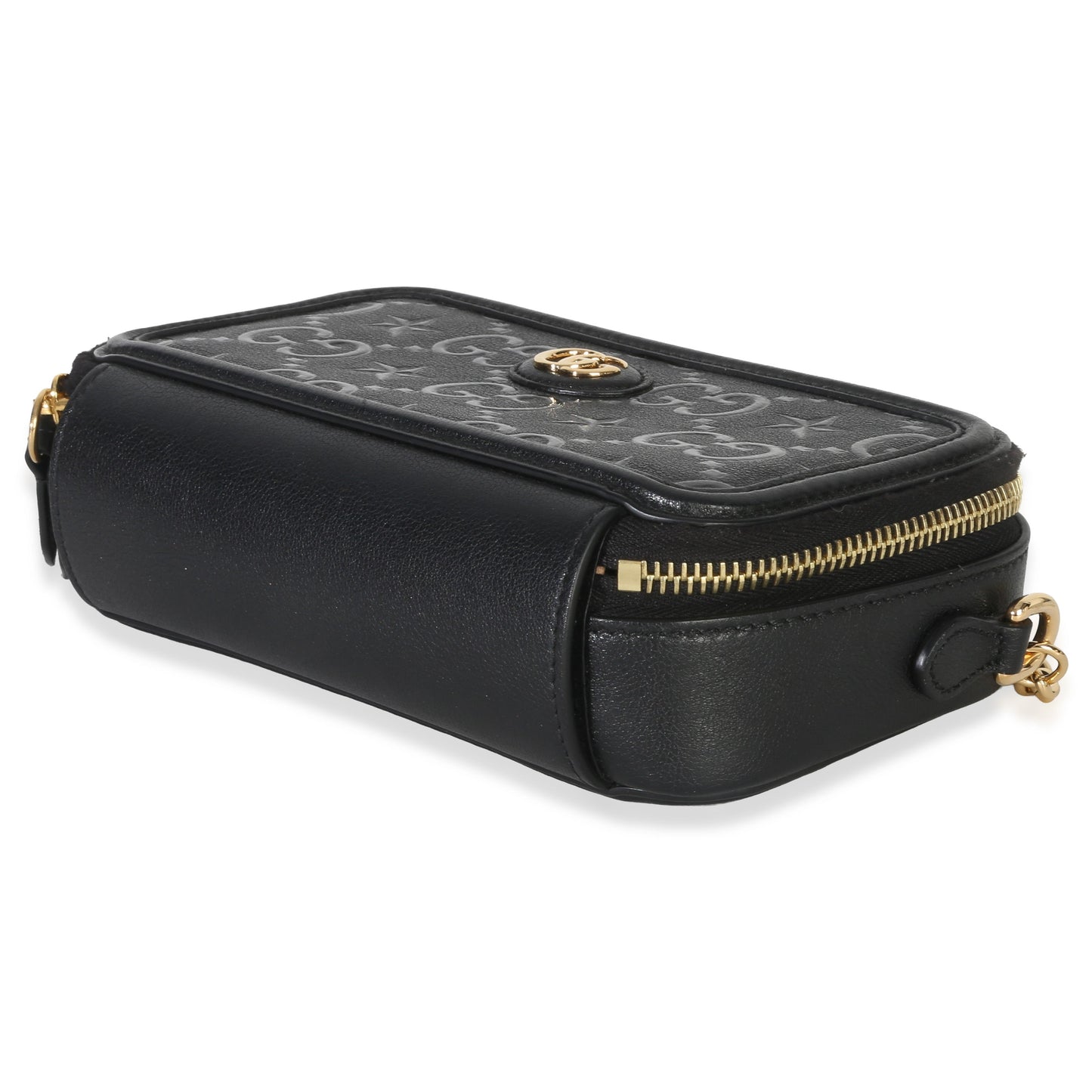 Gucci Black GG Star Embossed Calfskin Mini GG Chain Bag