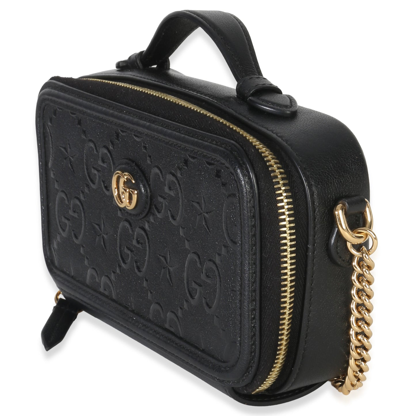 Gucci Black GG Star Embossed Calfskin Mini GG Chain Bag