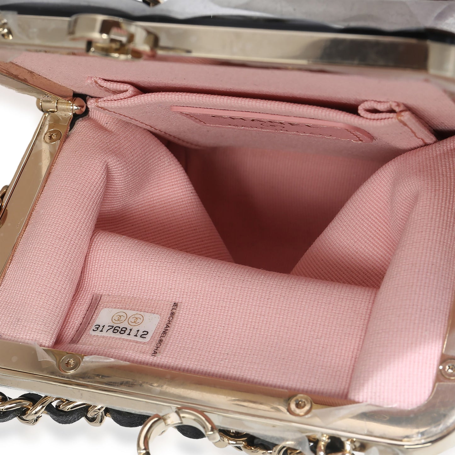 Chanel Black Quilted Lambskin CC Frame Clutch With Chain