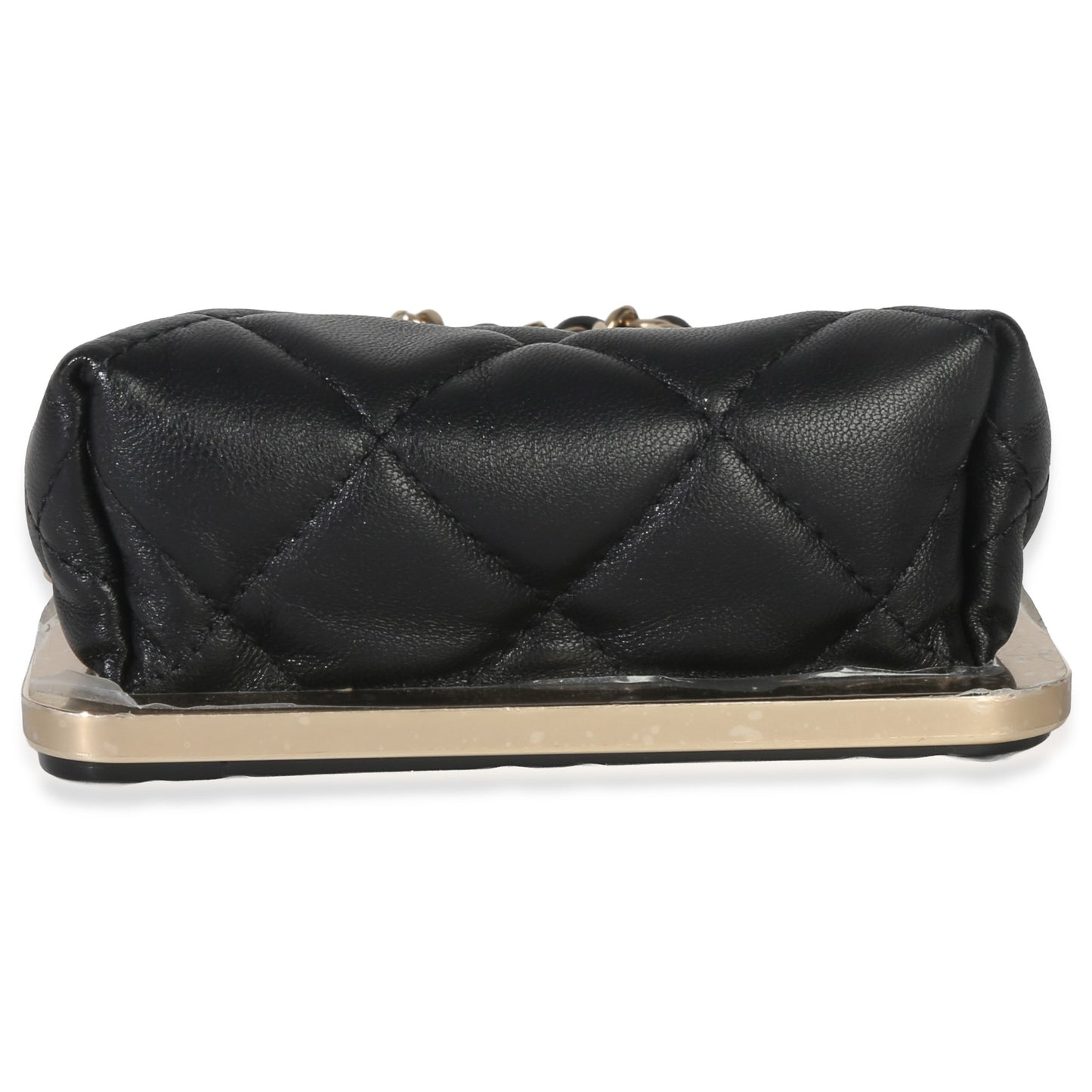 Chanel Black Quilted Lambskin CC Frame Clutch With Chain