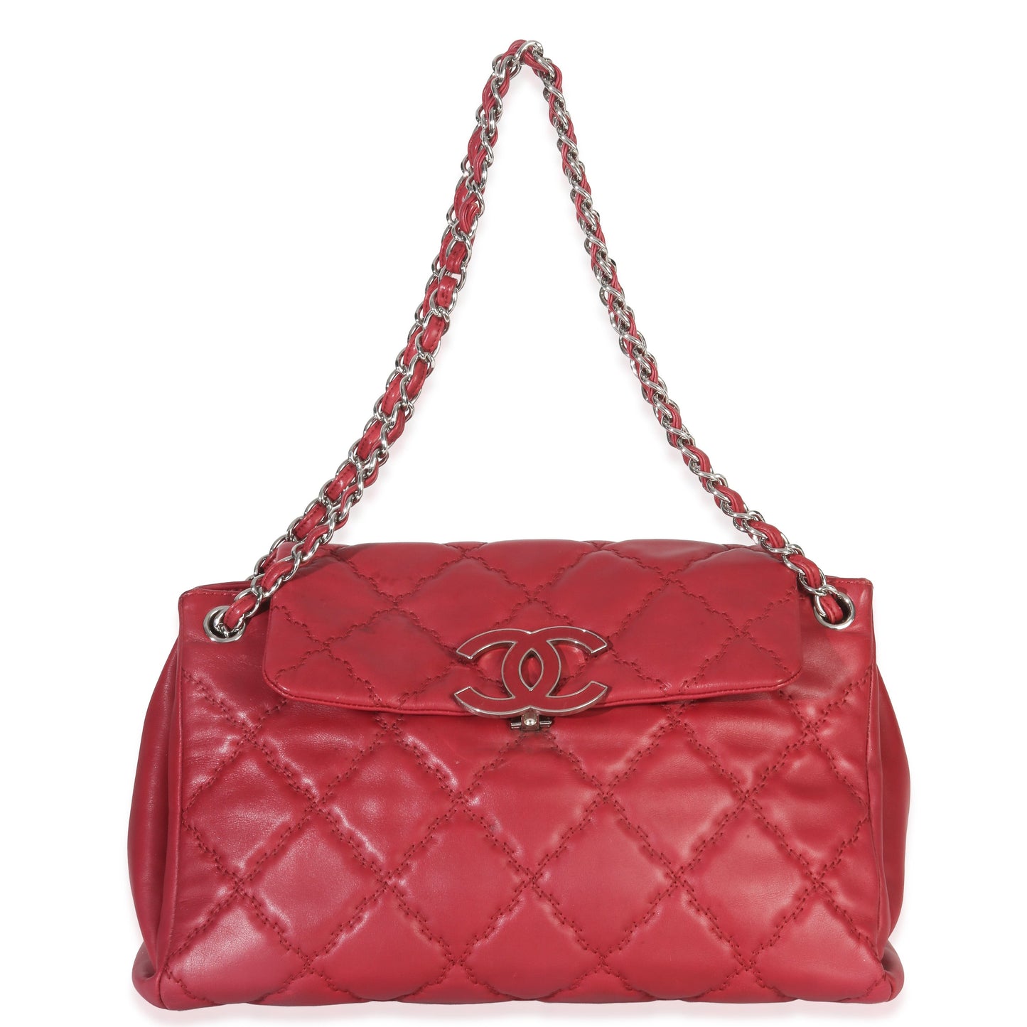 Chanel Red Quilted Lambskin Hampton Large Flap Bag