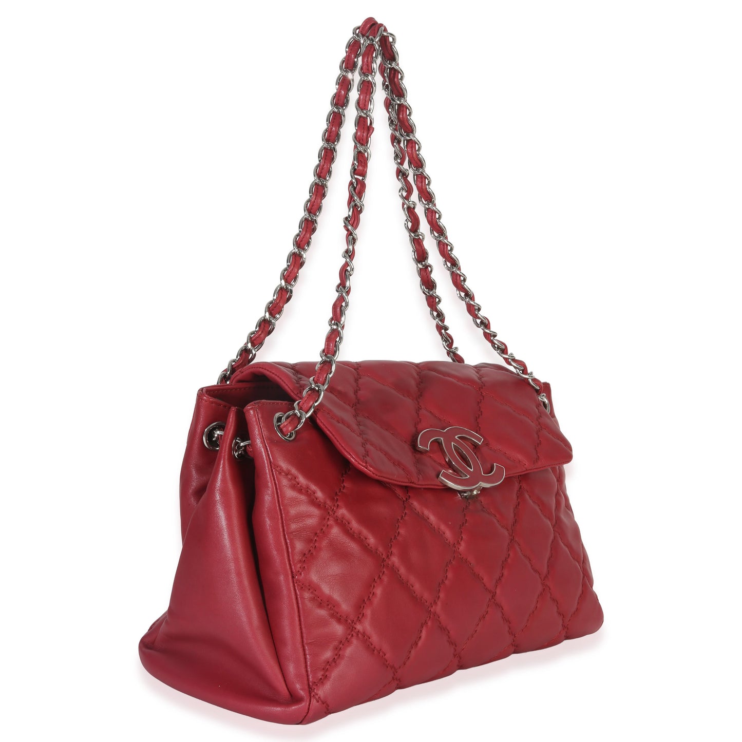 Chanel Red Quilted Lambskin Hampton Large Flap Bag