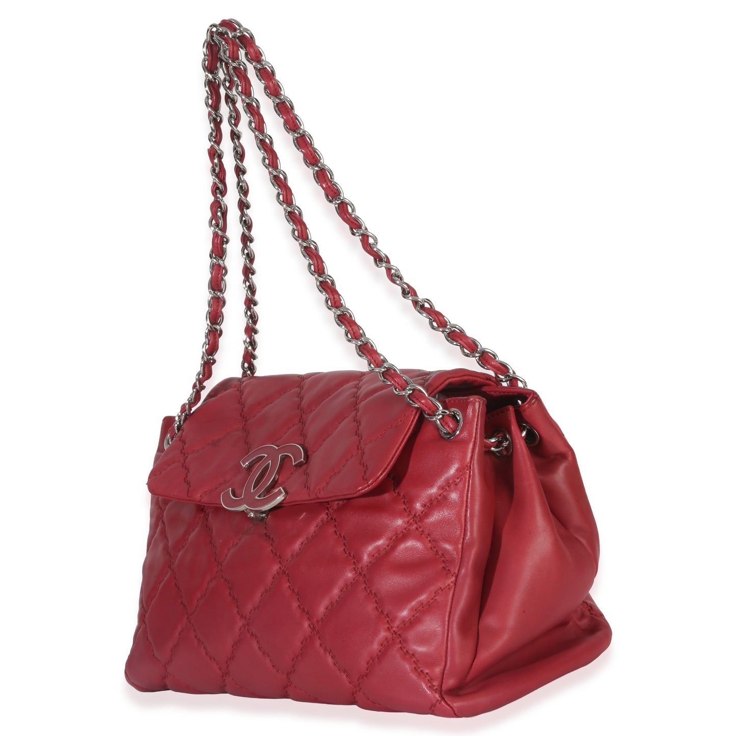Chanel Red Quilted Lambskin Hampton Large Flap Bag