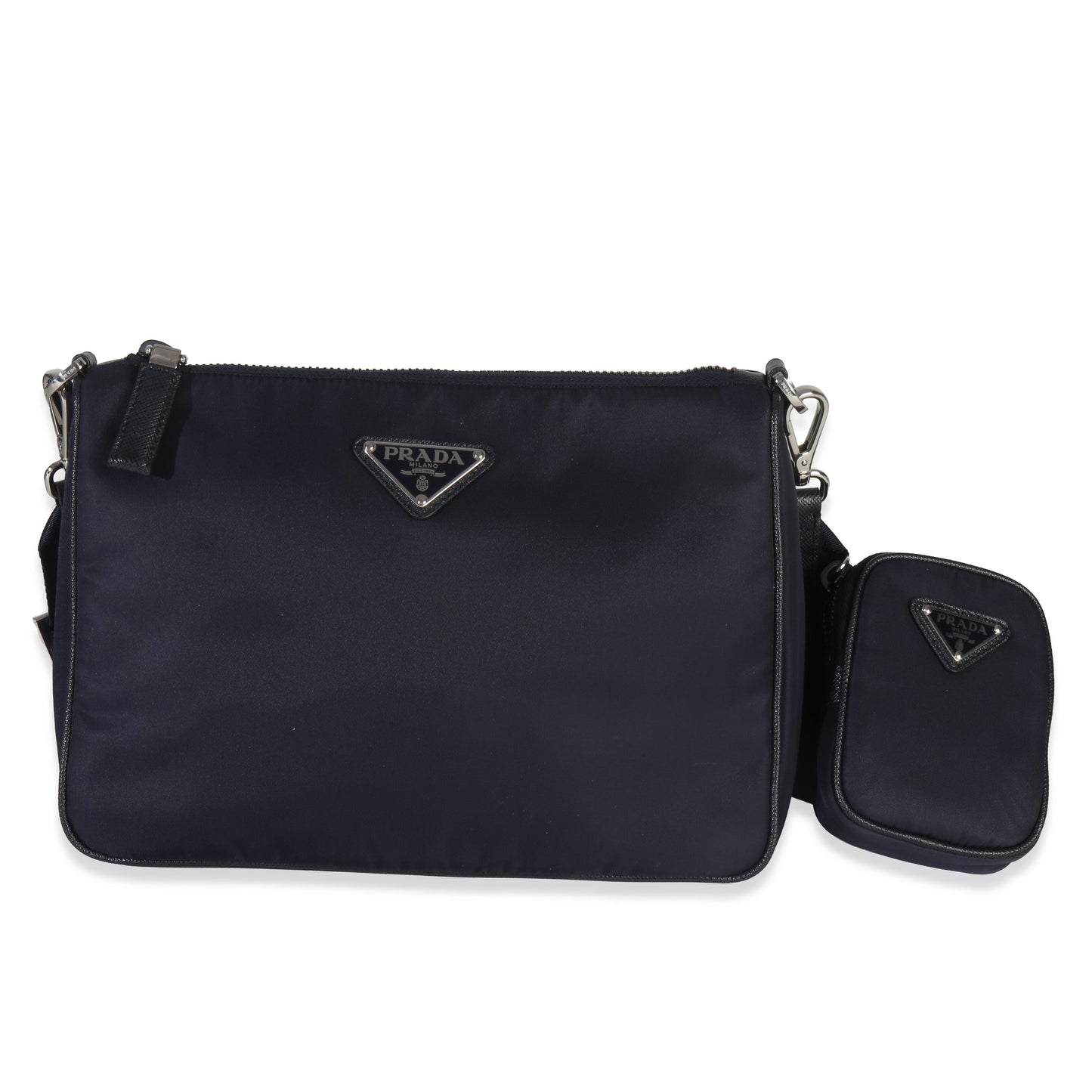 Prada Navy Re-Nylon & Saffiano Leather Trim Shoulder Bag