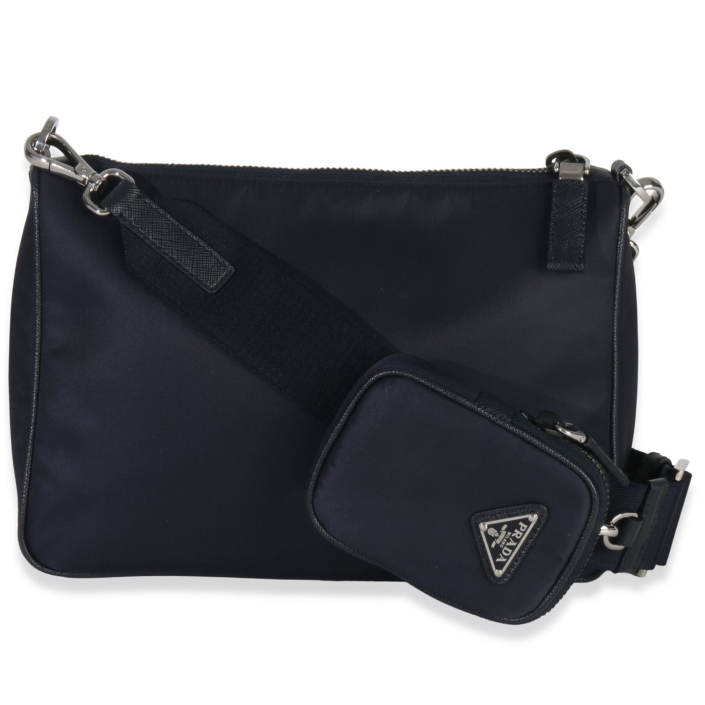 Prada Navy Re-Nylon & Saffiano Leather Trim Shoulder Bag