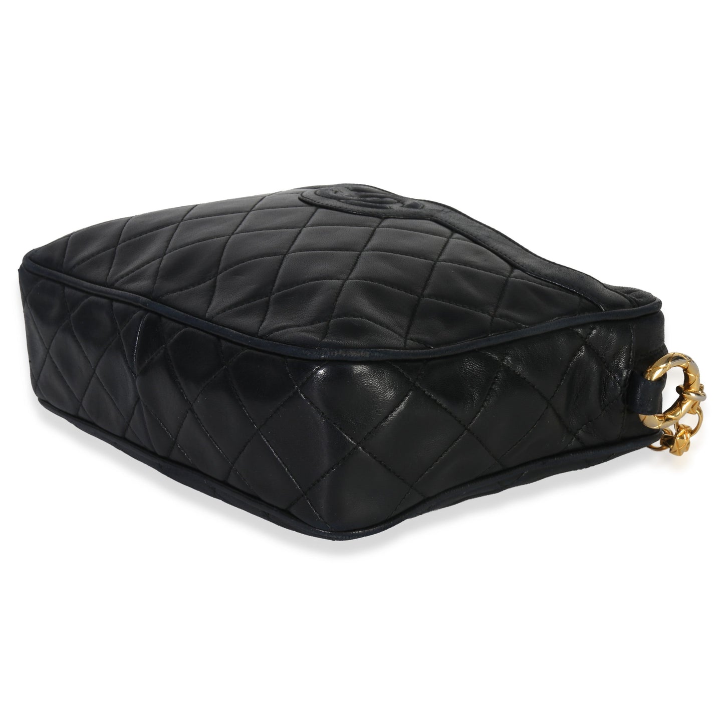 Chanel Vintage Black Quilted Lambskin Small Tassel Camera Bag