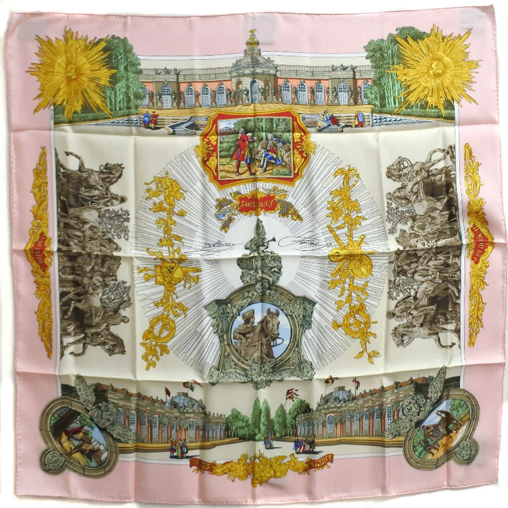 HERMES scarf silk pink SANSSOUCY Carre90 Women