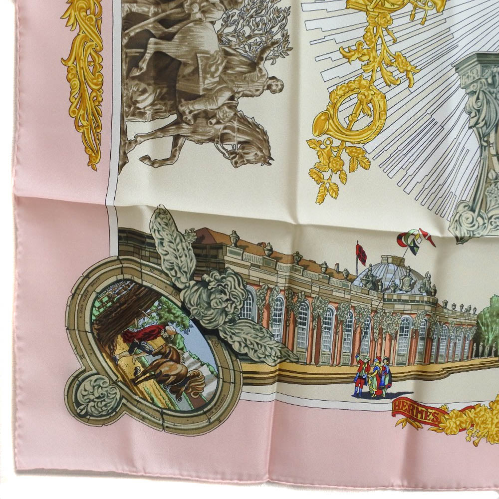 HERMES scarf silk pink SANSSOUCY Carre90 Women
