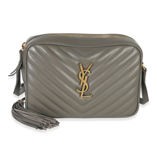 Louis Vuitton Saint Laurent Grey Kaki Calfskin Matelasse Monogram Lou Camera Bag
