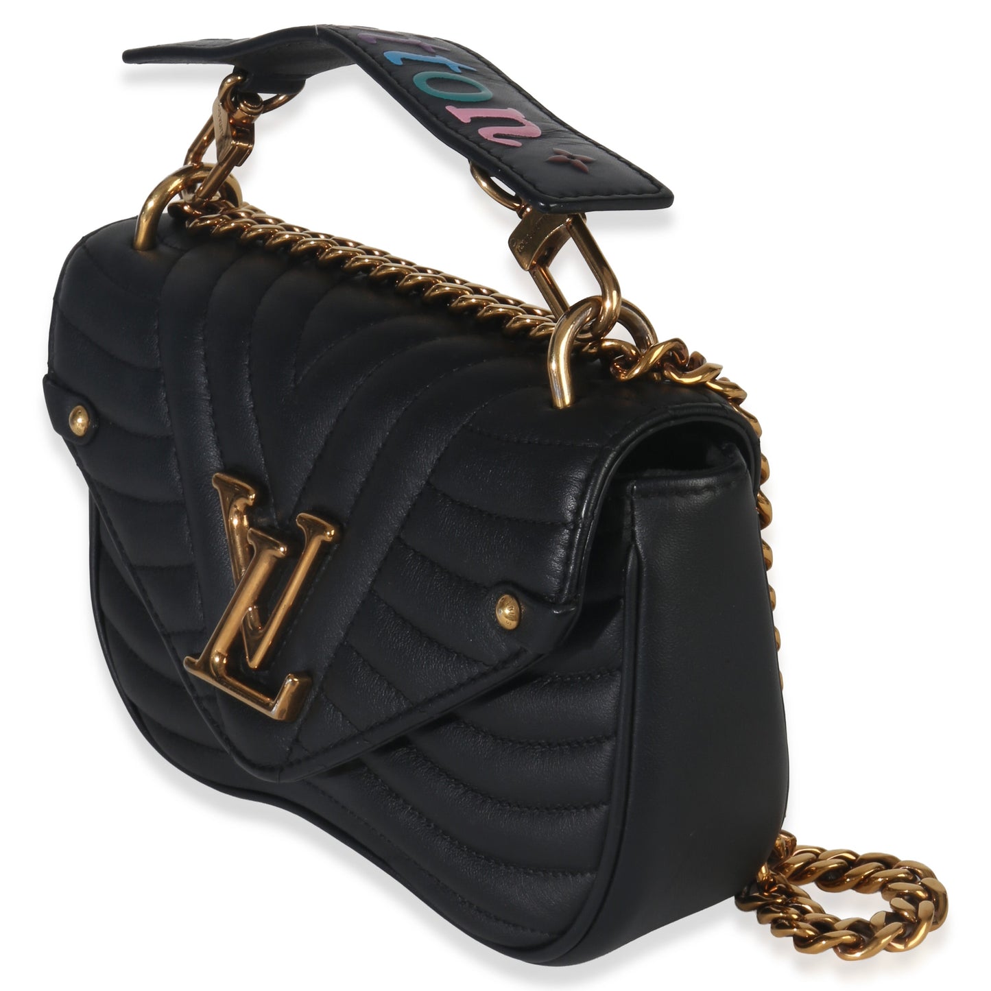 Louis Vuitton Black Quilted Calfskin New Wave Chain Bag PM