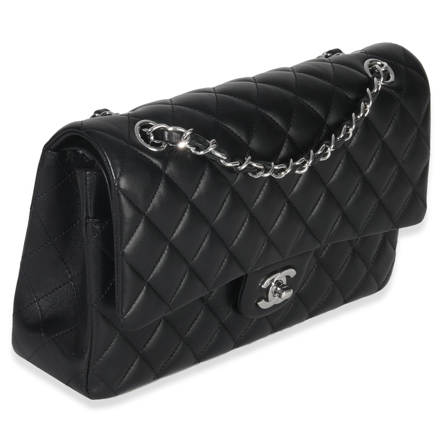 Chanel Black Quilted Lambskin Medium Classic Double Flap Bag