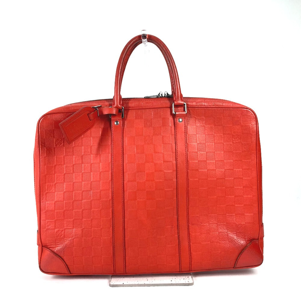 LOUIS VUITTON Business bag N41143 Damier Anfini Leather Red Damier Anfini Porto Document Voyage PDV mens