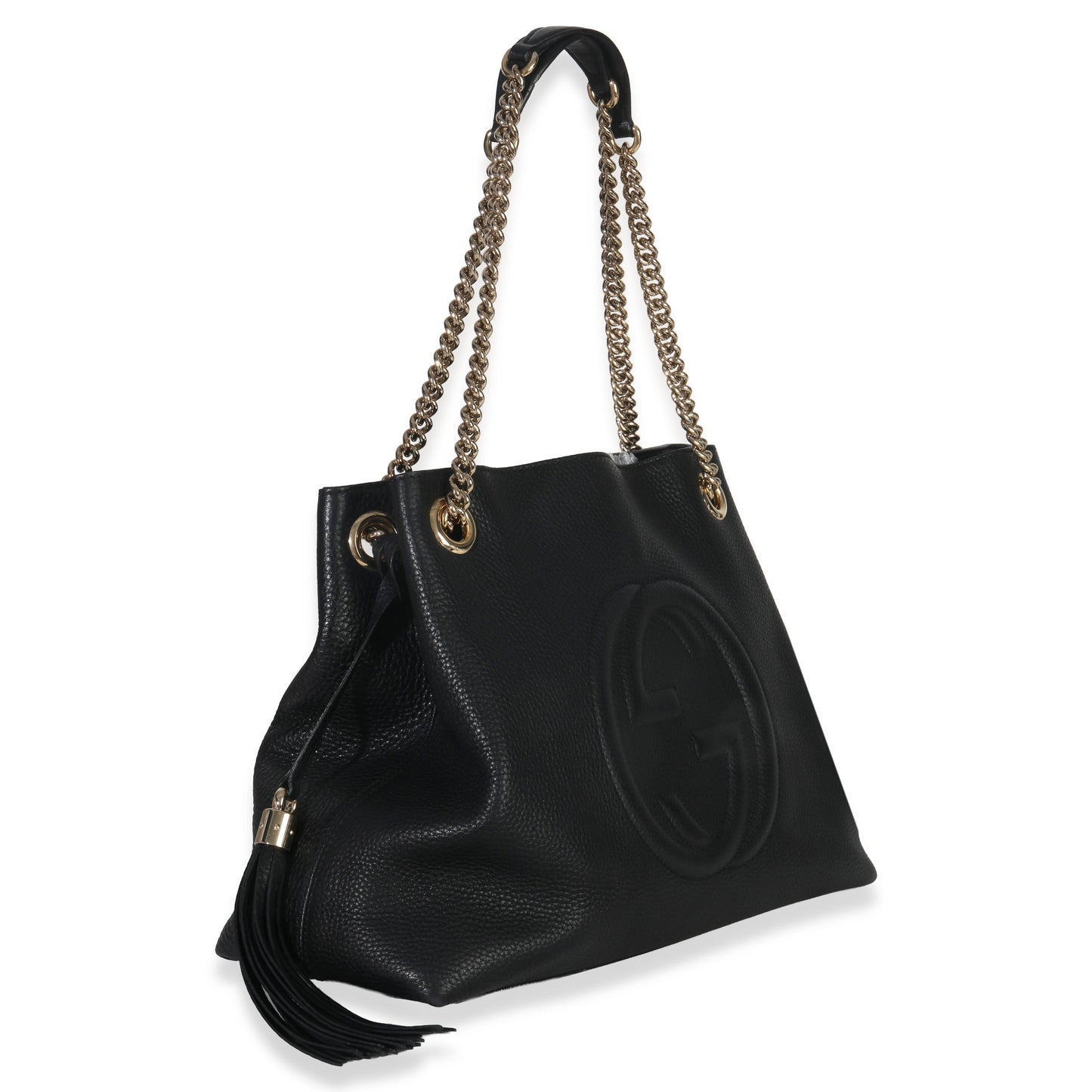 Gucci Black Pebbled Calfskin Medium Soho Chain Shoulder Bag