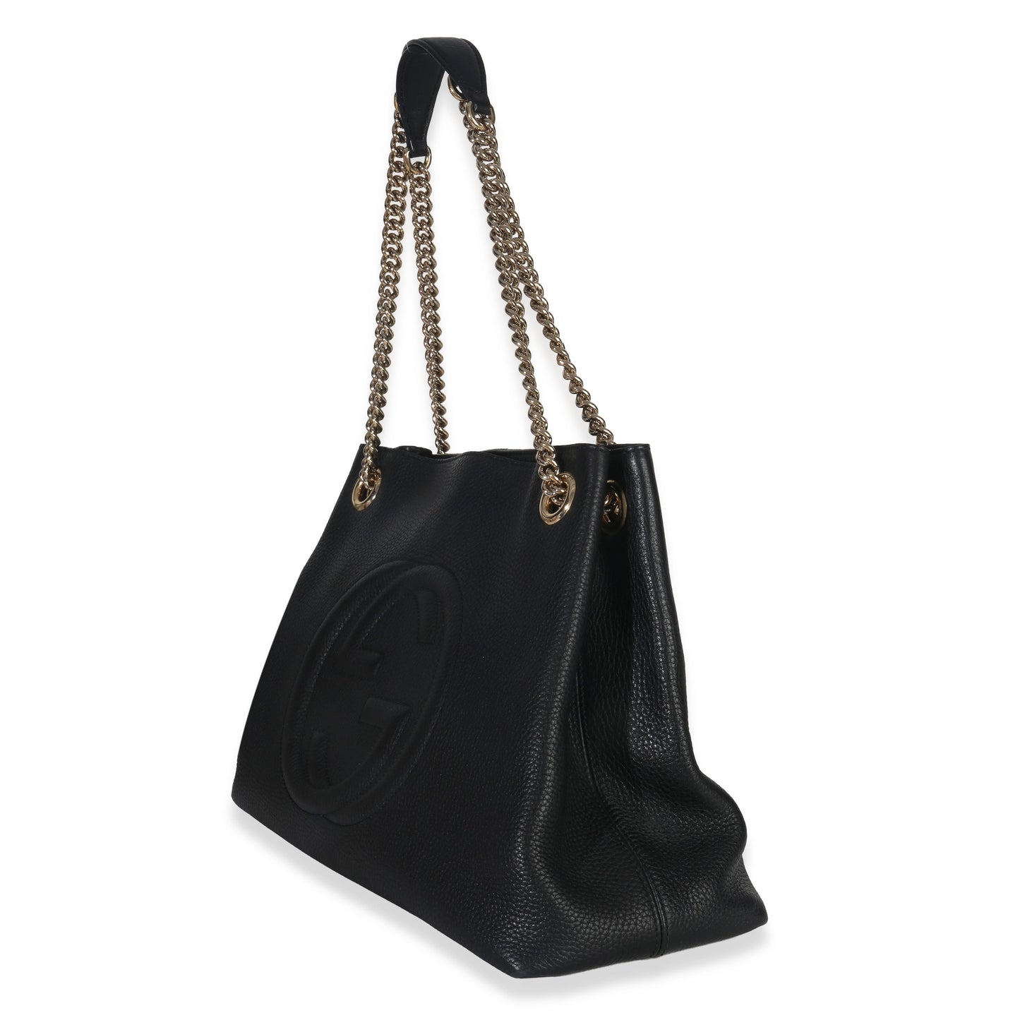 Gucci Black Pebbled Calfskin Medium Soho Chain Shoulder Bag