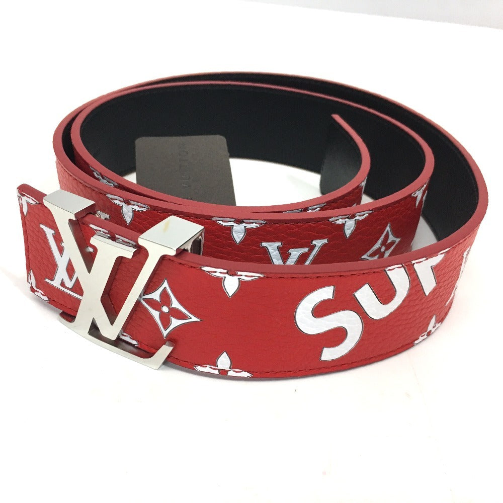 LOUIS VUITTON belt MP015 leather Red Louis Vuitton x Supreme Monogram Saintur LV Initial mens 100/40