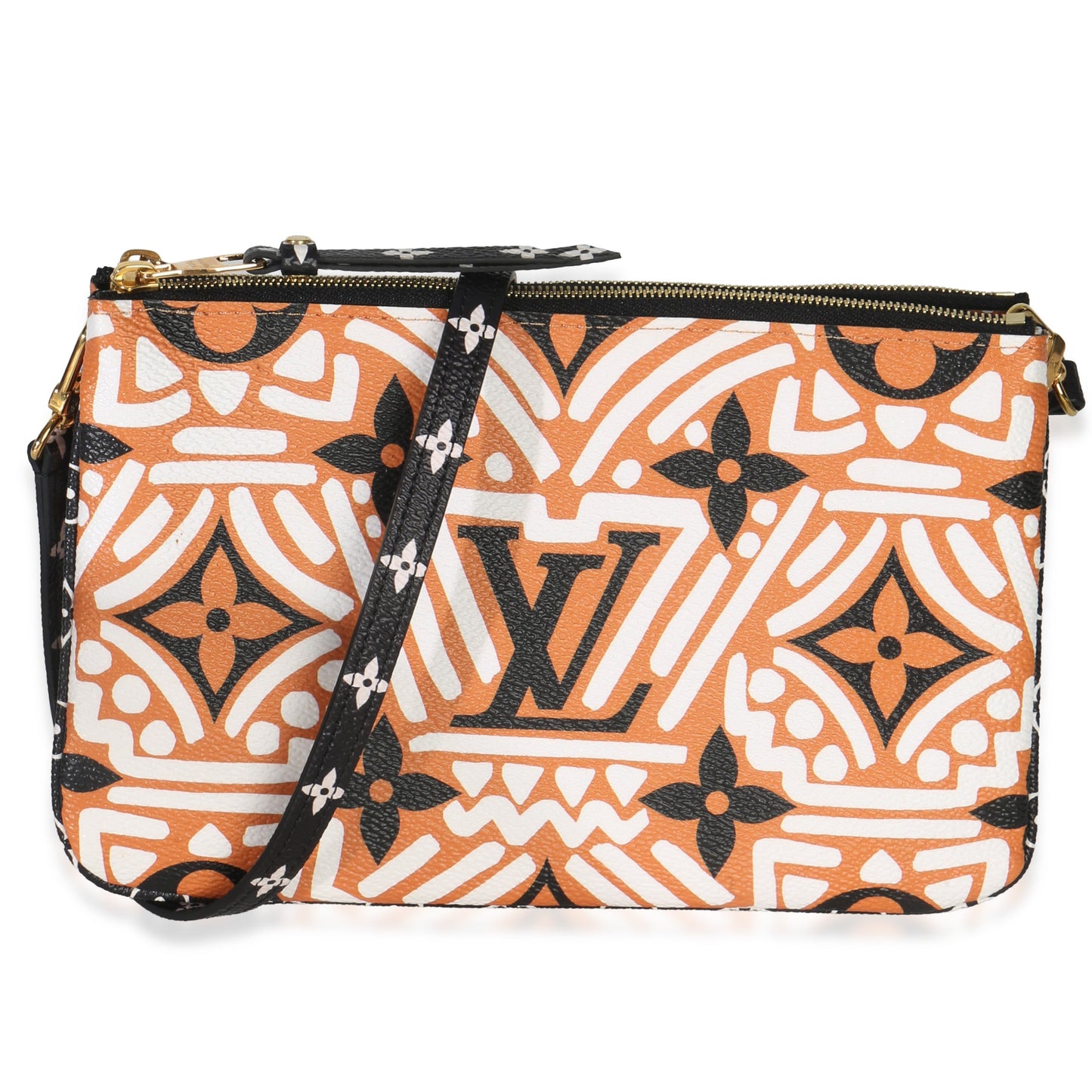 Louis Vuitton Orange Multicolor Monogram Giant Crafty Double Zip Pochette