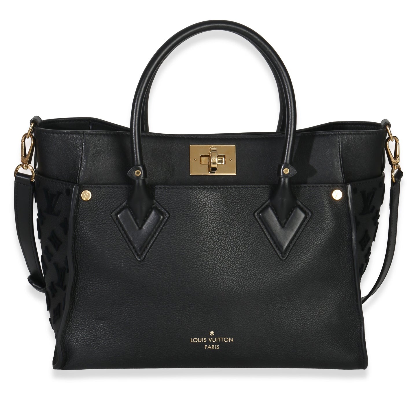 Louis Vuitton Black Calfskin Monogram Tufting On My Side MM