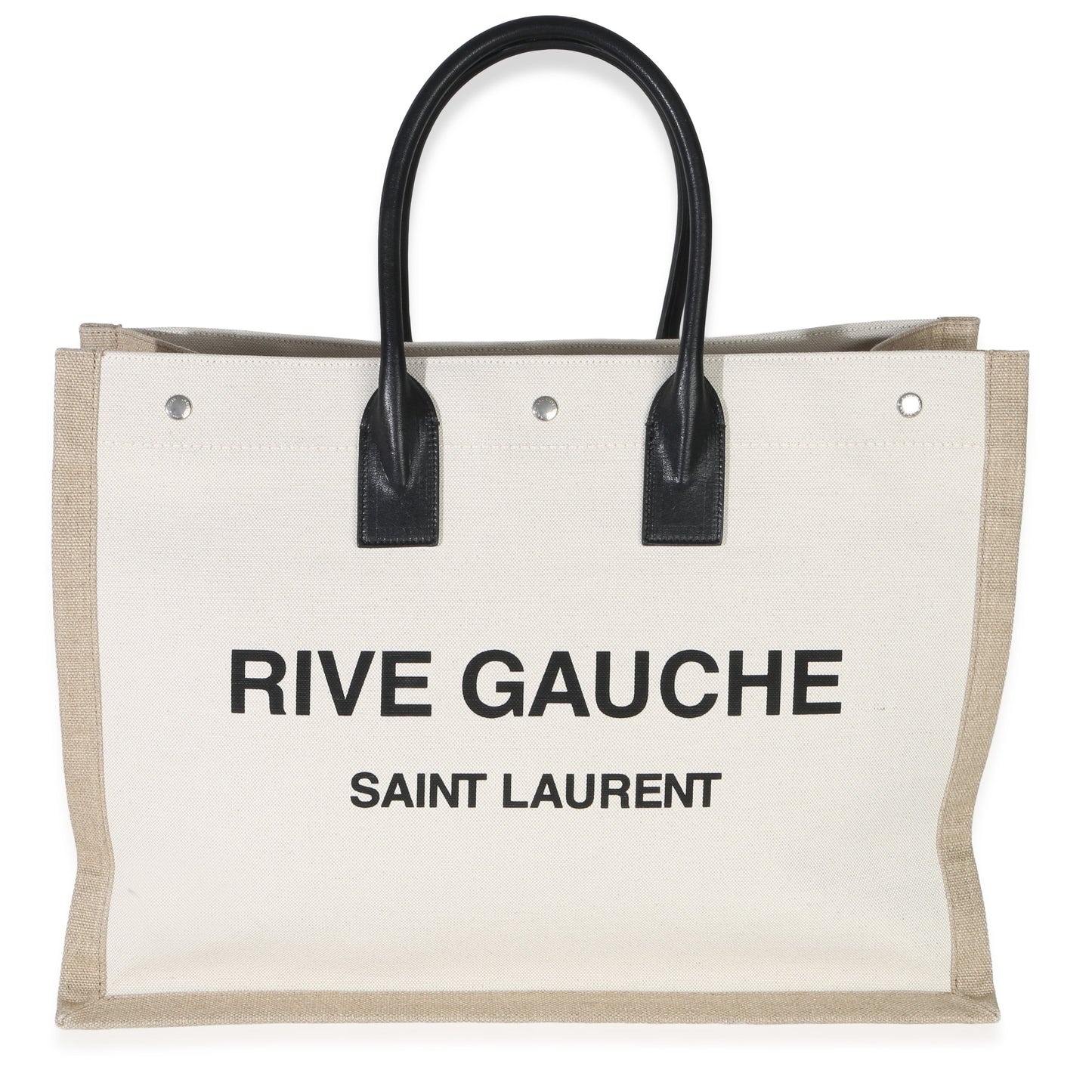 Saint Laurent Beige Linen Rive Gauche Tote
