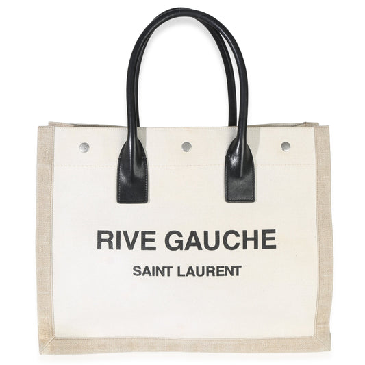 Saint Laurent Beige Linen Rive Gauche Tote