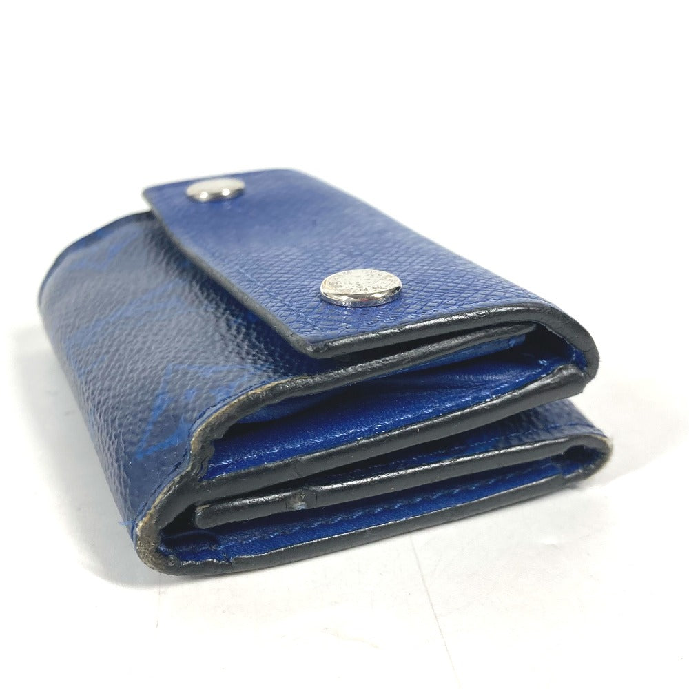 LOUIS VUITTON Trifold wallet M67620 Taiga Leather, Monogram Canvas blue Taigalama Discovery Compact Wallet mens