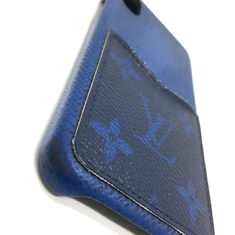 LOUIS VUITTON iPhone case M67680 Taiga Leather, Monogram Canvas blue Taigalama IPHONE / Bumper XS mens(Unisex)