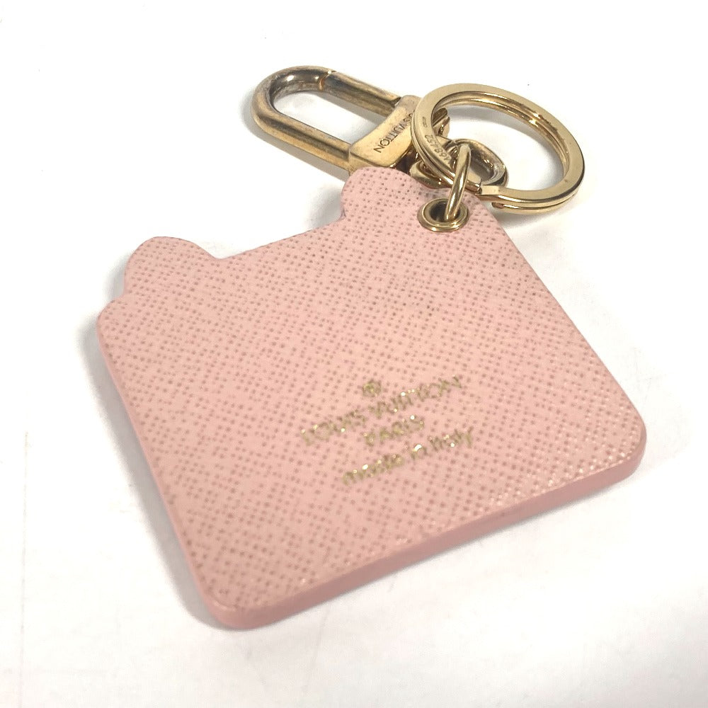 LOUIS VUITTON key ring M68452 leather pink Portocle Fun Face Monogram Cat Women