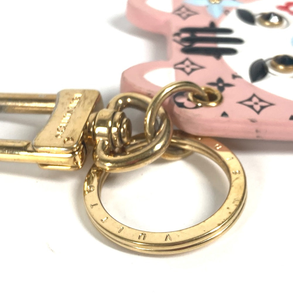 LOUIS VUITTON key ring M68452 leather pink Portocle Fun Face Monogram Cat Women