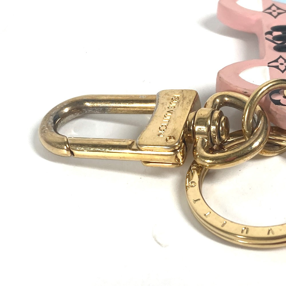 LOUIS VUITTON key ring M68452 leather pink Portocle Fun Face Monogram Cat Women