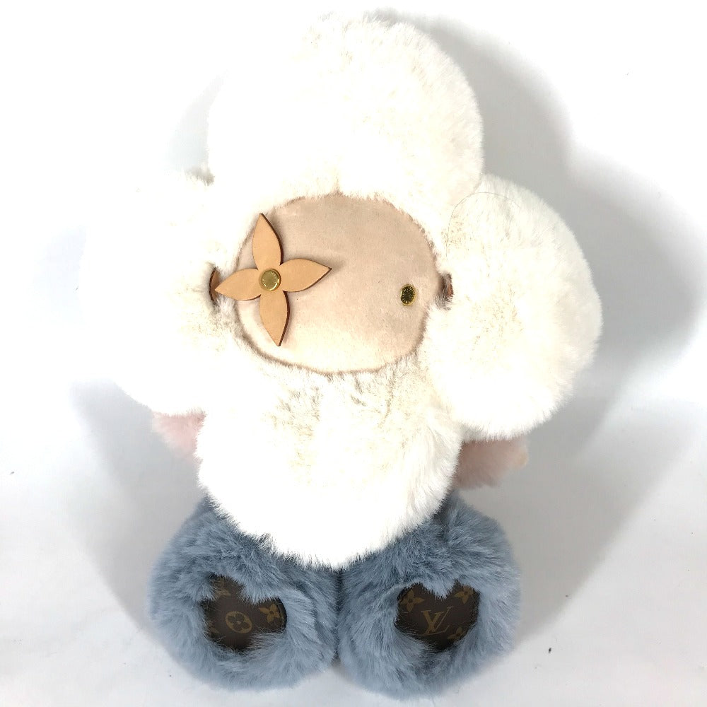 LOUIS VUITTON Plush Doll GI0445 Brushed Shiny Calf Leather white fur Doudou Vivienne Women