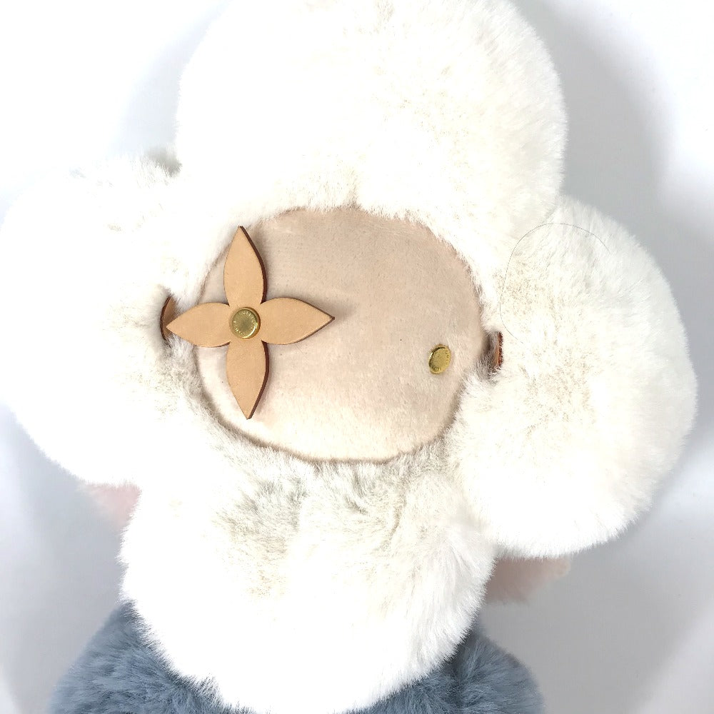 LOUIS VUITTON Plush Doll GI0445 Brushed Shiny Calf Leather white fur Doudou Vivienne Women