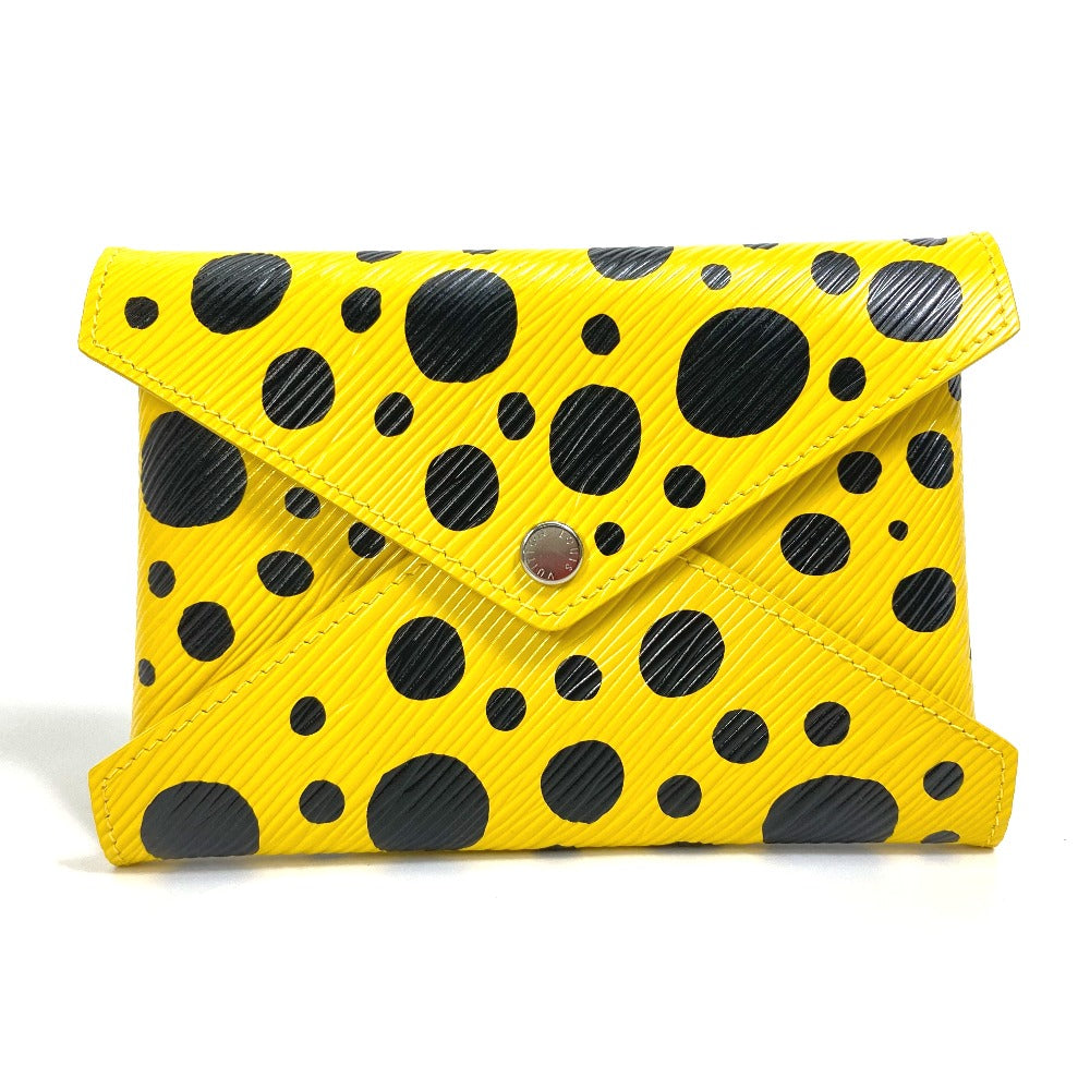 LOUIS VUITTON Pouch M81959 leather Yellow x black yellow leather dots only Yayoi Kusama LV x YK Pochette Kirigami Women