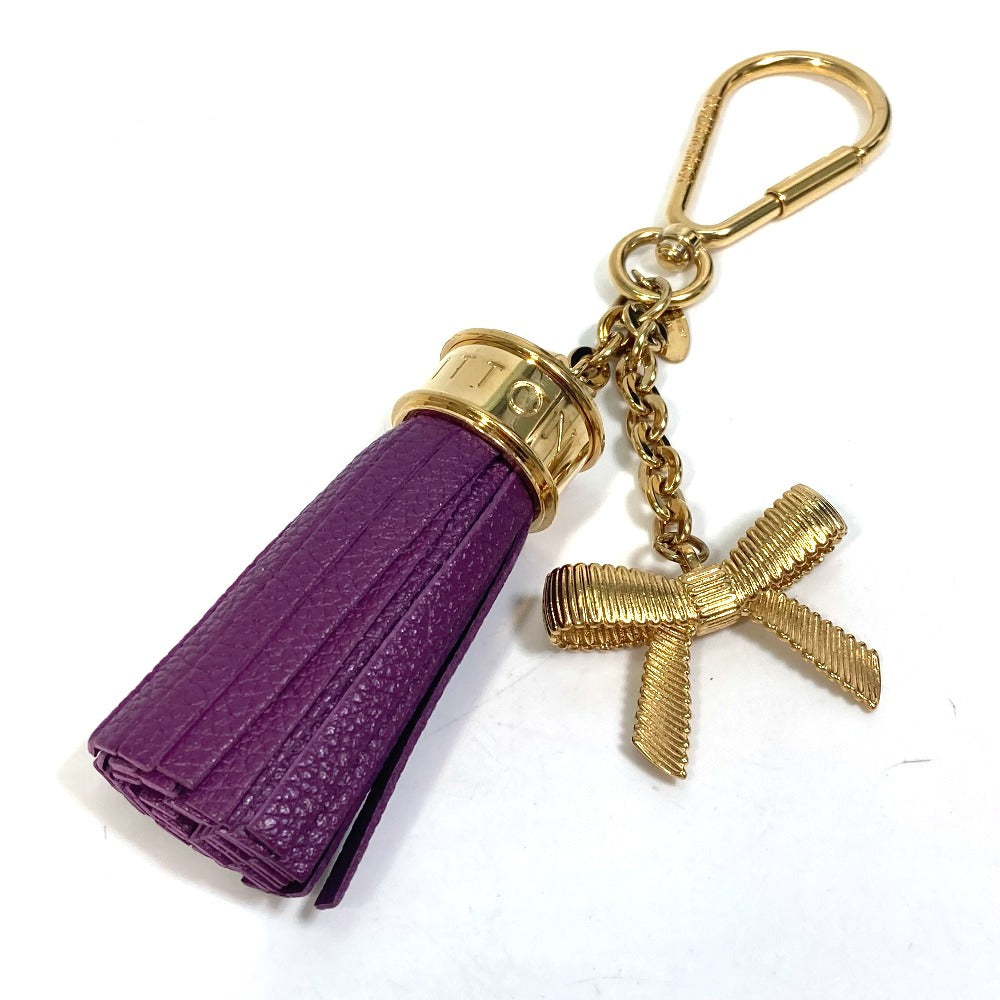LOUIS VUITTON key ring M65124 leather purple Tassel ribbon Key ring