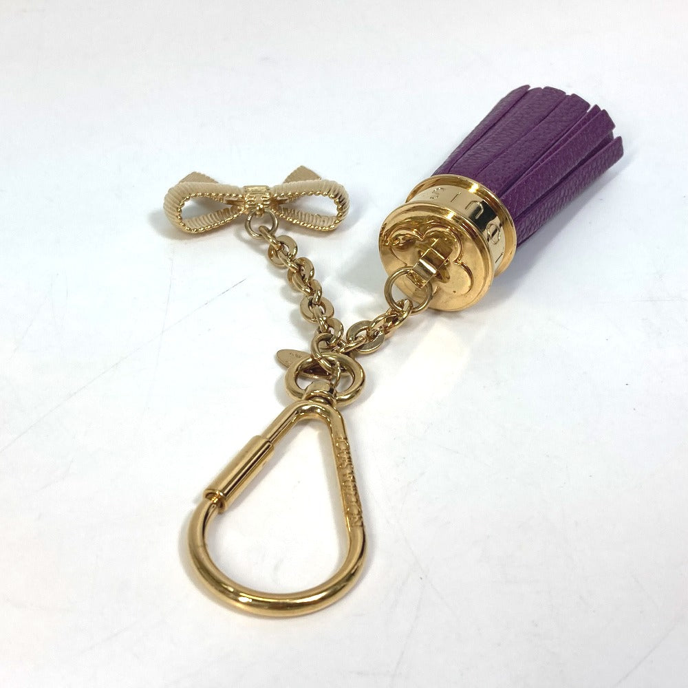LOUIS VUITTON key ring M65124 leather purple Tassel ribbon Key ring