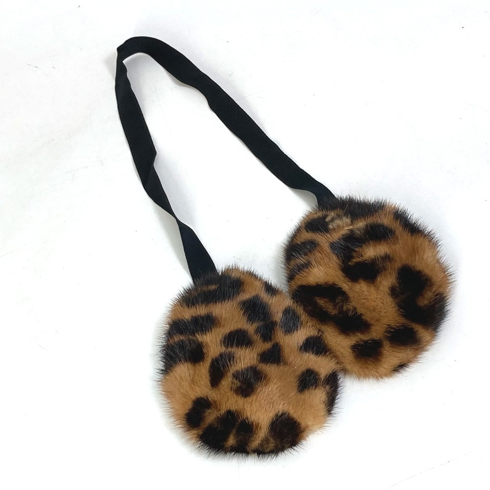 LOUIS VUITTON Earmuff fur Brown Leopard Pattern Leopard Women