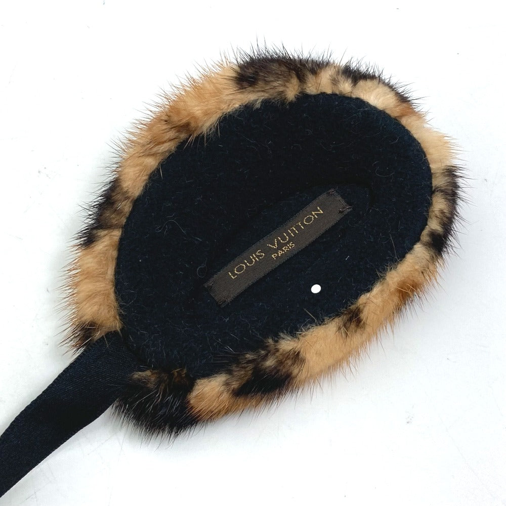 LOUIS VUITTON Earmuff fur Brown Leopard Pattern Leopard Women