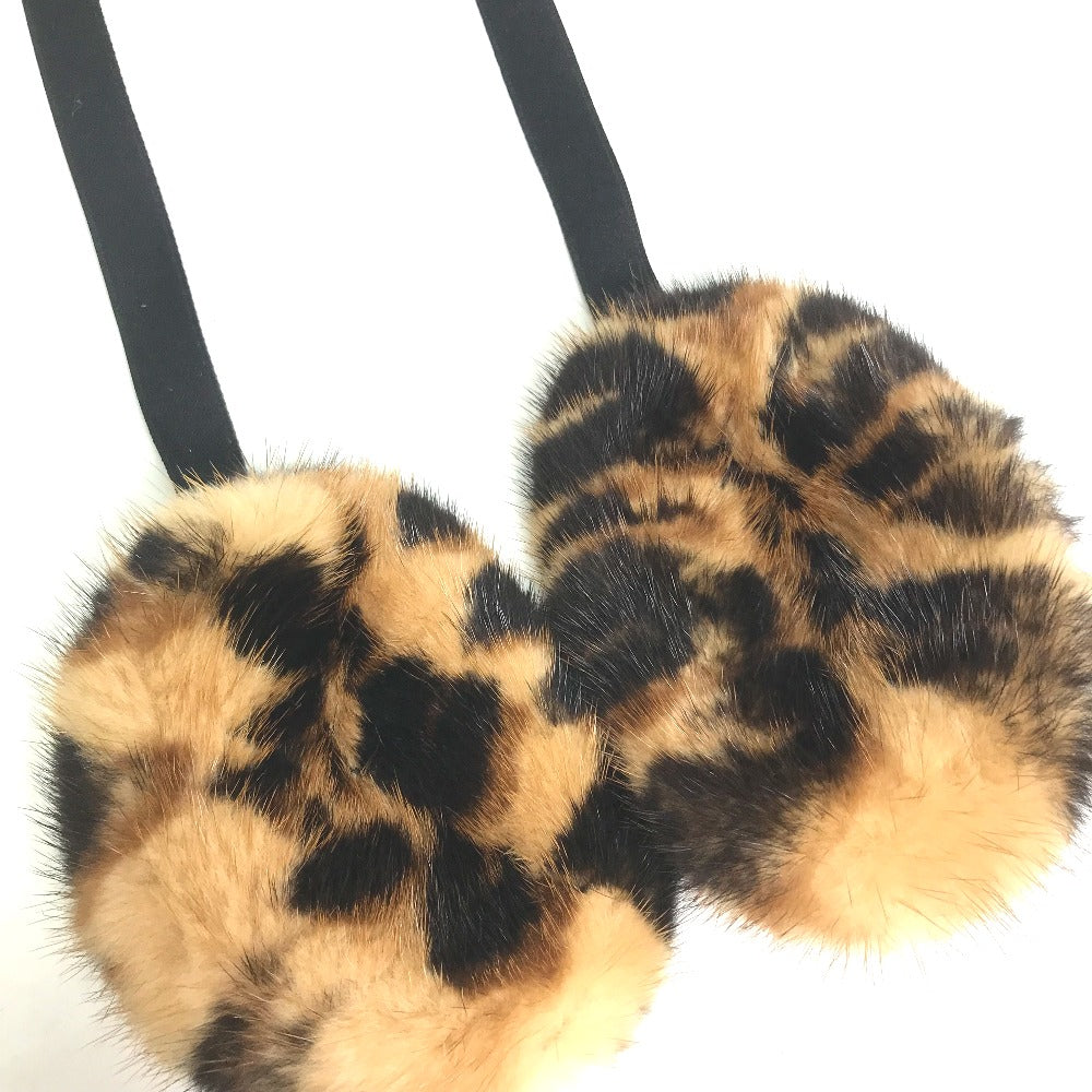 LOUIS VUITTON Earmuff fur Brown fur Leopard leopard print leopard Women