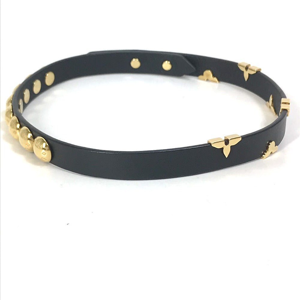 LOUIS VUITTON bracelet M6557F leather black Double bracelet Bracelet Daily Monogram Studs Women 17