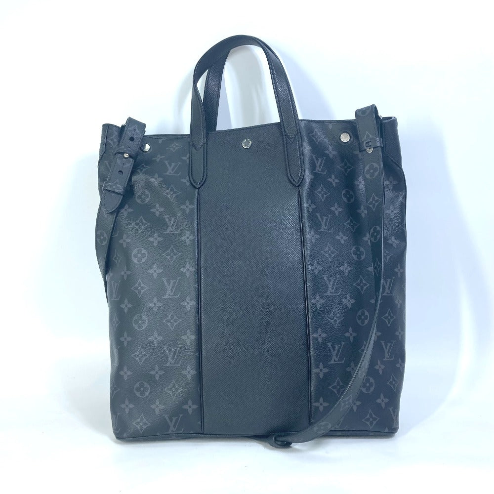 LOUIS VUITTON Tote Bag M30431 Taiga Leather, Monogram Eclipse Canvas black Taigalama City tote mens