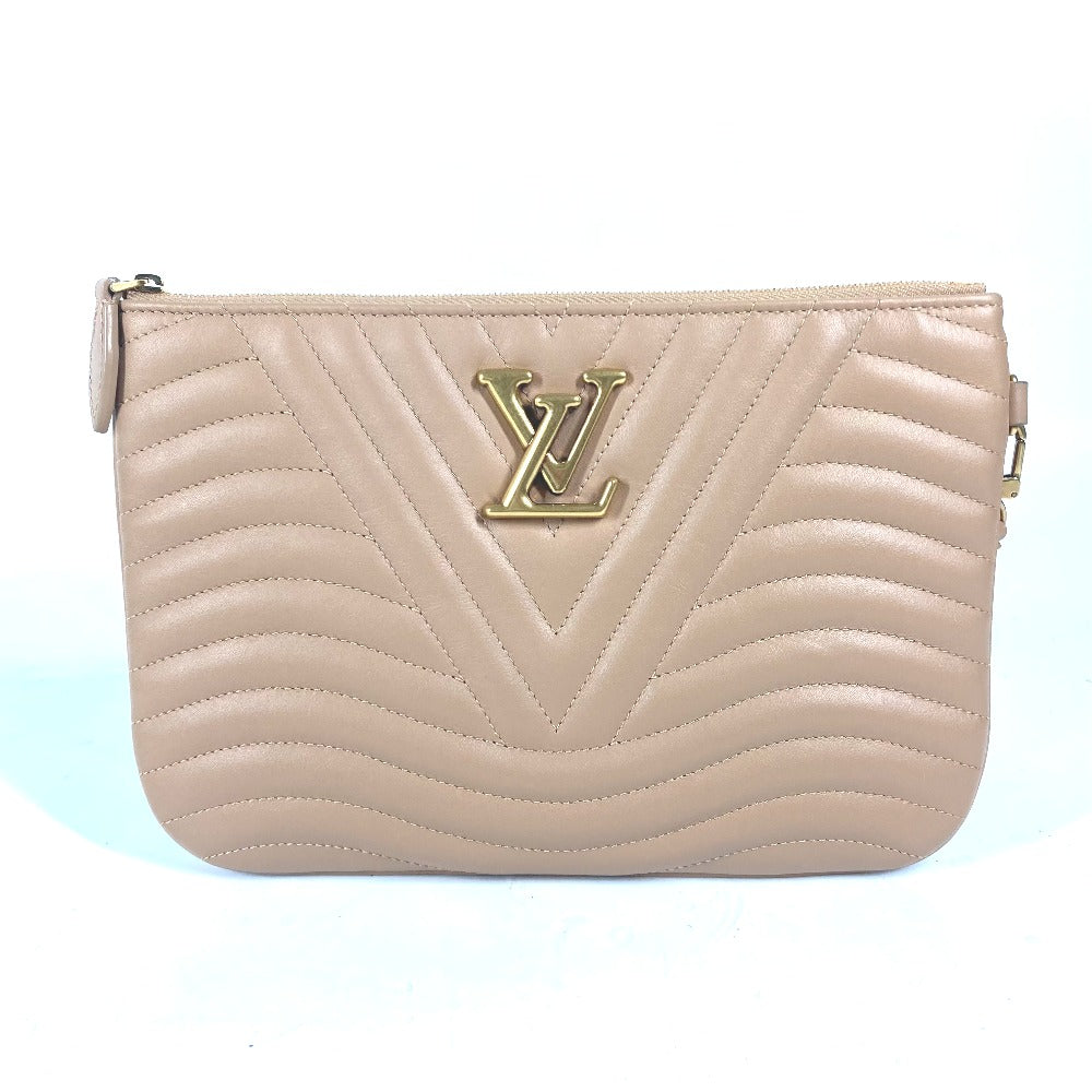 LOUIS VUITTON Clutch bag M68478 leather beige New Wave Pochette Zip Women