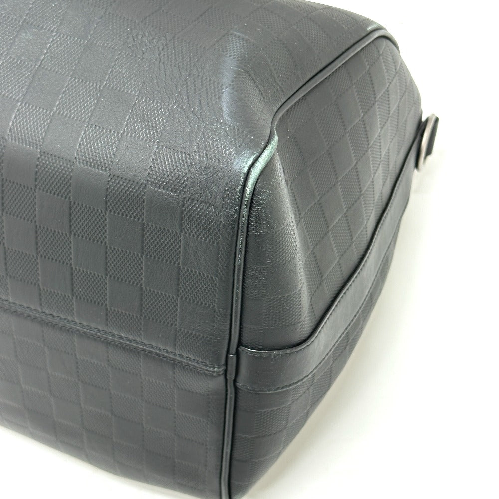 LOUIS VUITTON Boston Duffel bag N41145 Damier Anfini Leather black Keepall bandouliere45