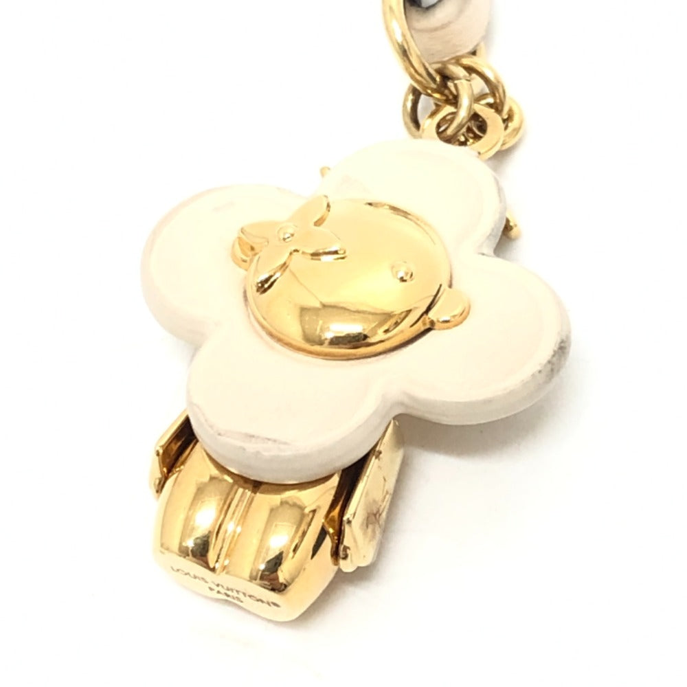 LOUIS VUITTON key ring M02204 Gold Plated / Leather white Bag Charm Mini Vivienne