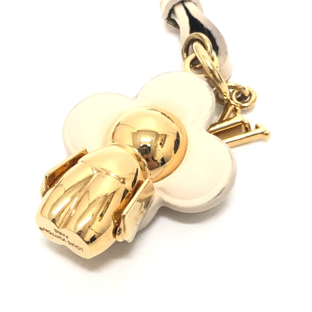 LOUIS VUITTON key ring M02204 Gold Plated / Leather white Bag Charm Mini Vivienne