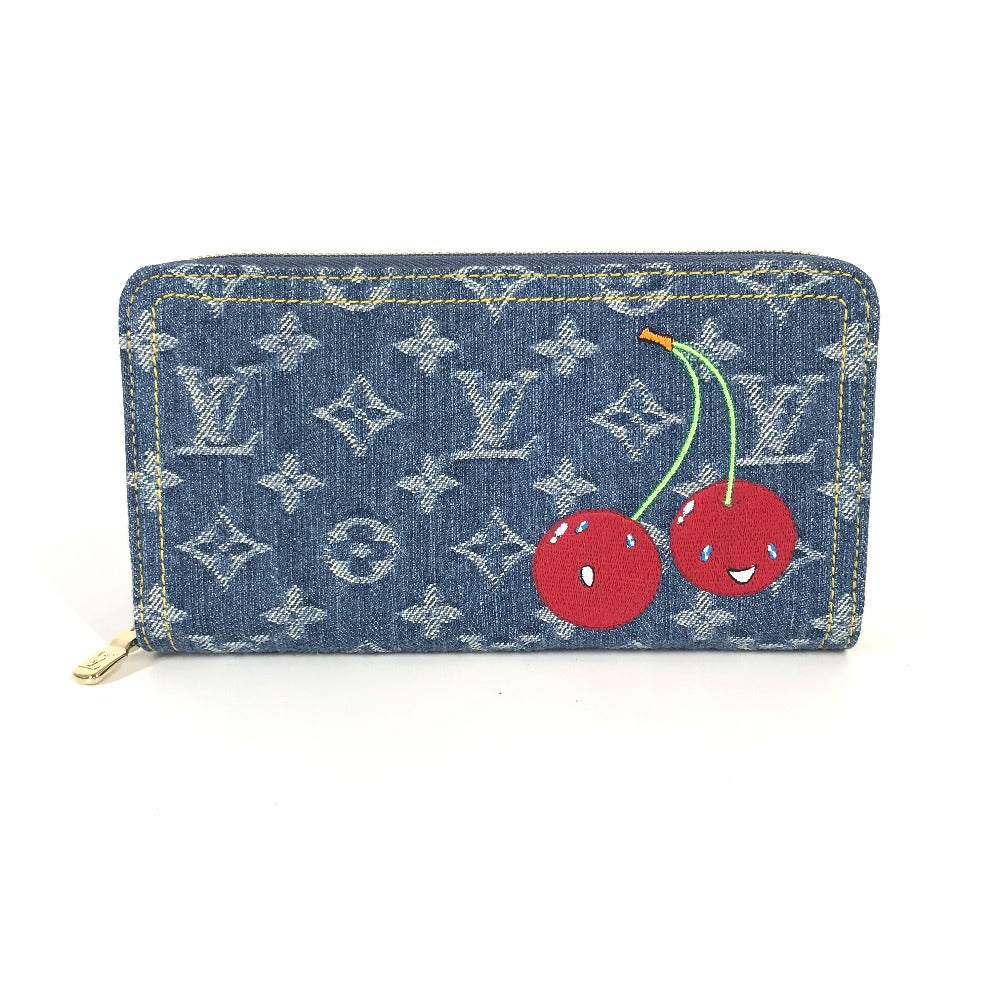 LOUIS VUITTON Long Wallet Purse M23161 , Monogram Cherry Denim blue Takashi Murakami collaboration monogram denim LV ï¿½~ TM Zippy Wallet unisex(Unisex)