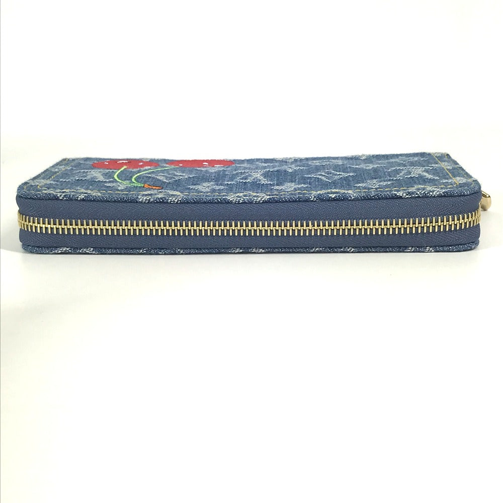 LOUIS VUITTON Long Wallet Purse M23161 , Monogram Cherry Denim blue Takashi Murakami collaboration monogram denim LV ï¿½~ TM Zippy Wallet unisex(Unisex)