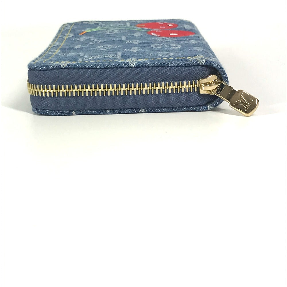 LOUIS VUITTON Long Wallet Purse M23161 , Monogram Cherry Denim blue Takashi Murakami collaboration monogram denim LV ï¿½~ TM Zippy Wallet unisex(Unisex)