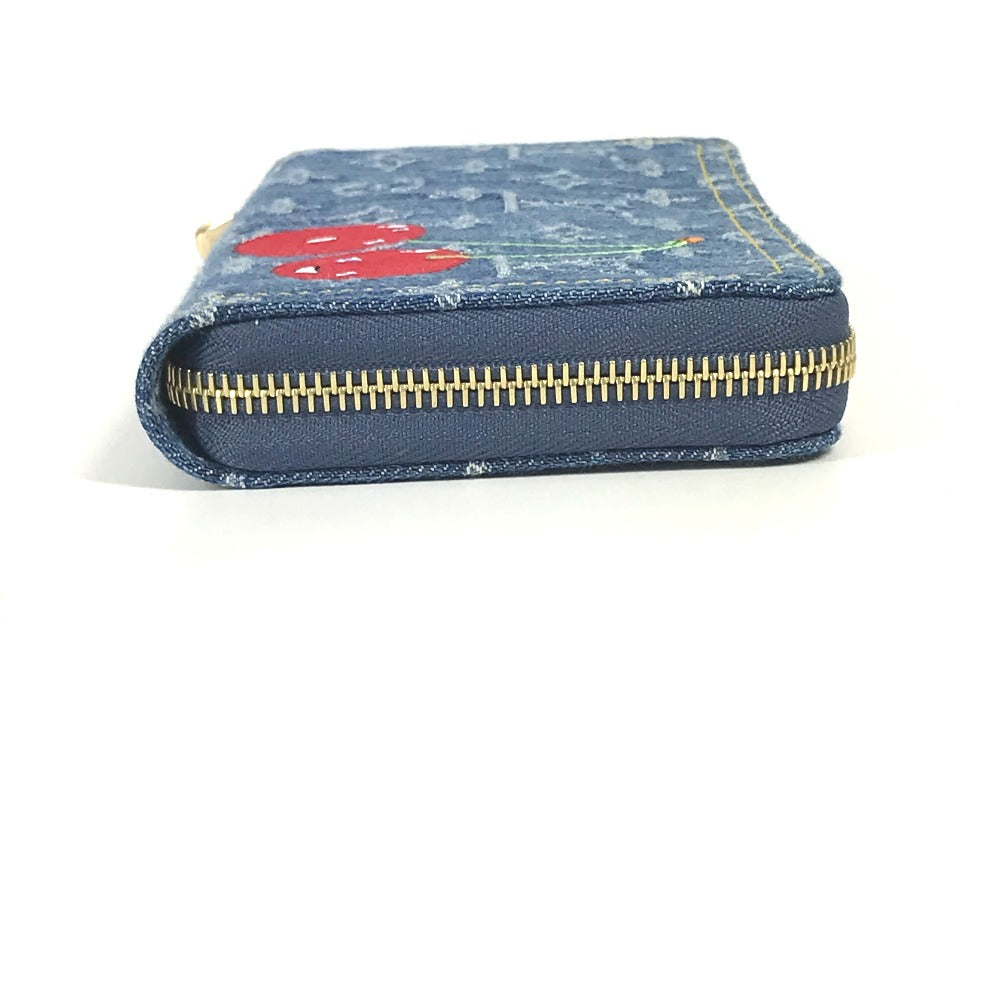 LOUIS VUITTON Long Wallet Purse M23161 , Monogram Cherry Denim blue Takashi Murakami collaboration monogram denim LV ï¿½~ TM Zippy Wallet unisex(Unisex)