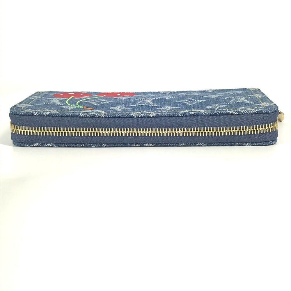 LOUIS VUITTON Long Wallet Purse M23161 , Monogram Cherry Denim blue Takashi Murakami collaboration monogram denim LV ï¿½~ TM Zippy Wallet unisex(Unisex)