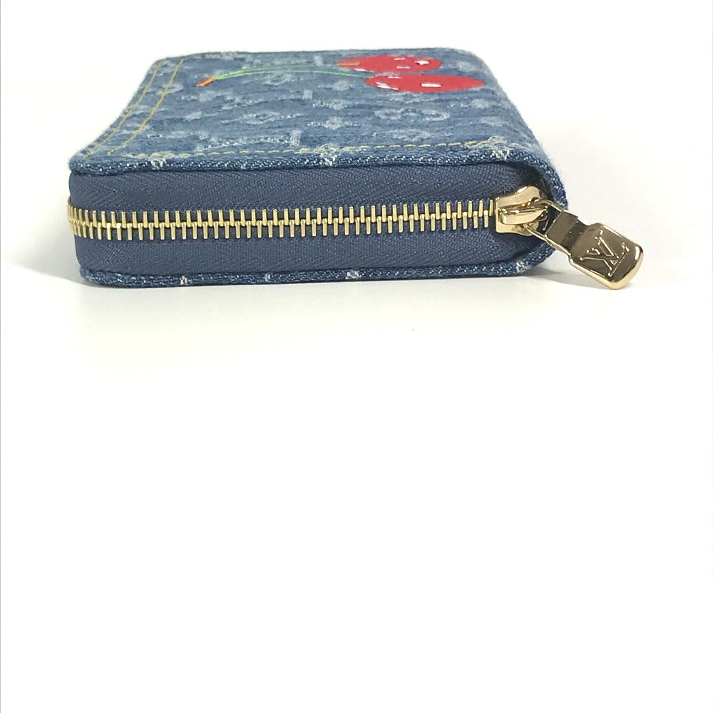 LOUIS VUITTON Long Wallet Purse M23161 , Monogram Cherry Denim blue Takashi Murakami collaboration monogram denim LV ï¿½~ TM Zippy Wallet unisex(Unisex)