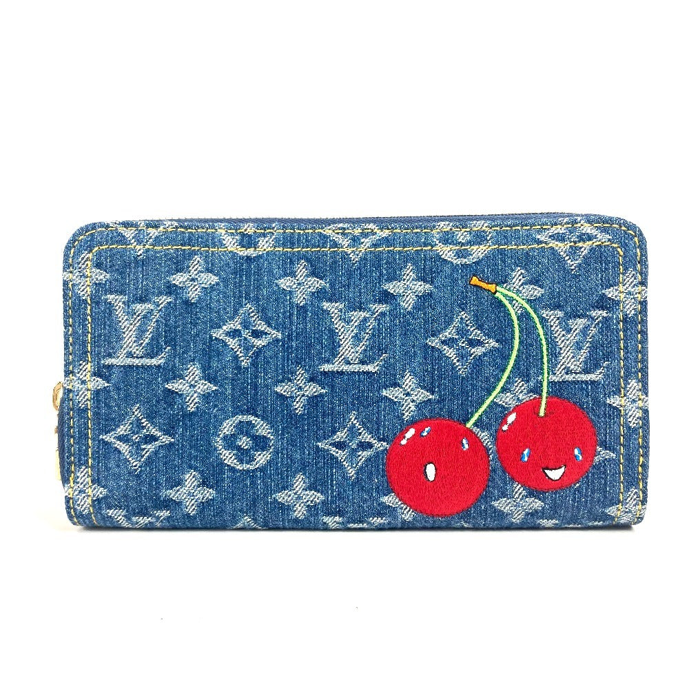 LOUIS VUITTON Long Wallet Purse M23161 , Monogram Cherry Denim blue Takashi Murakami collaboration monogram denim cherry LV Ã TM Zippy Wallet